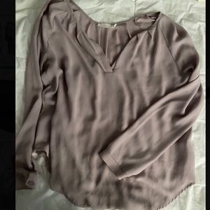 Dusty lavender blouse.